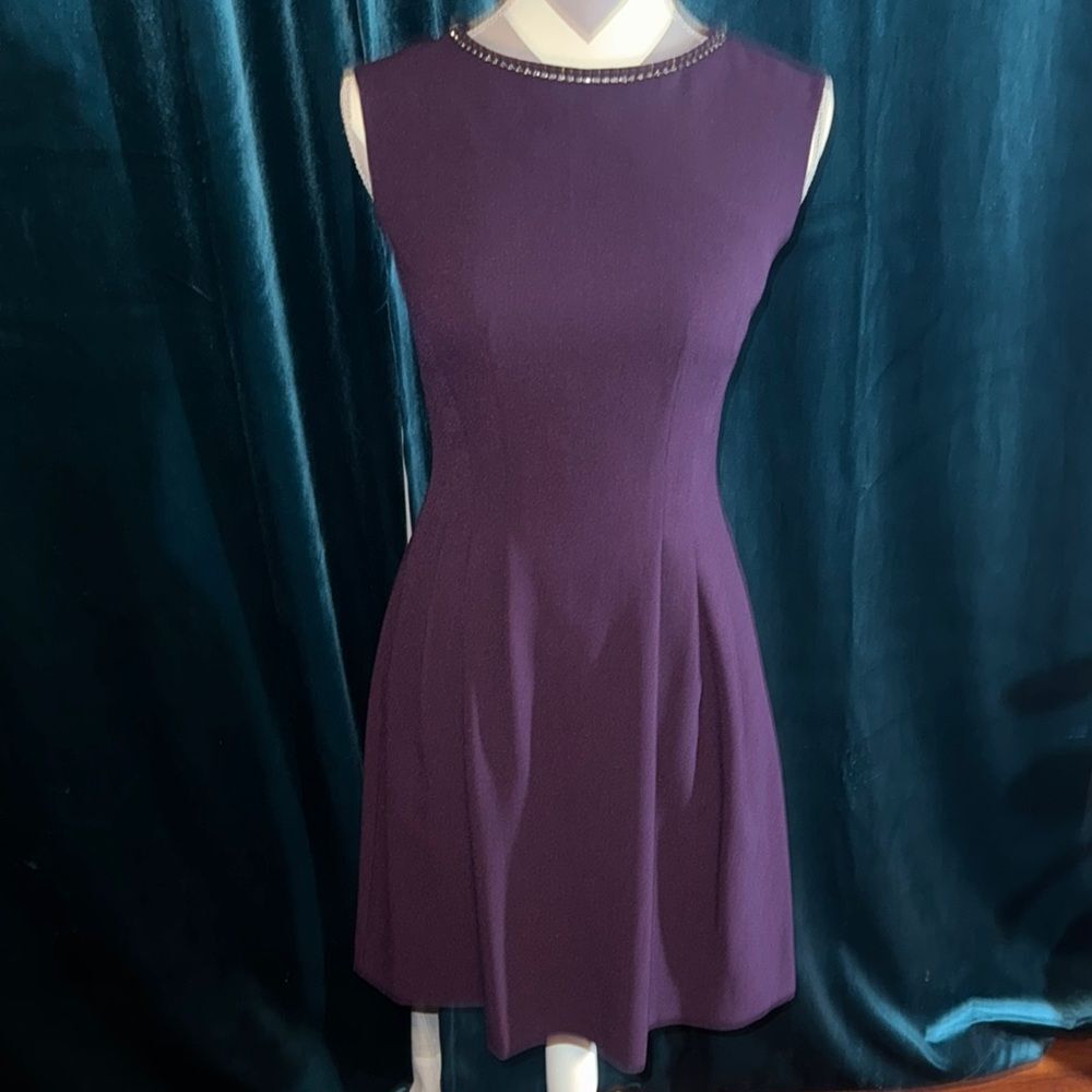Vince Camuto Purple Sleeveless Dress with Rhinestones around the neck Size 2
